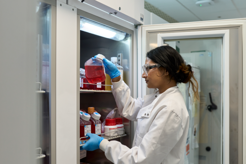 A QUB student in a medical lab